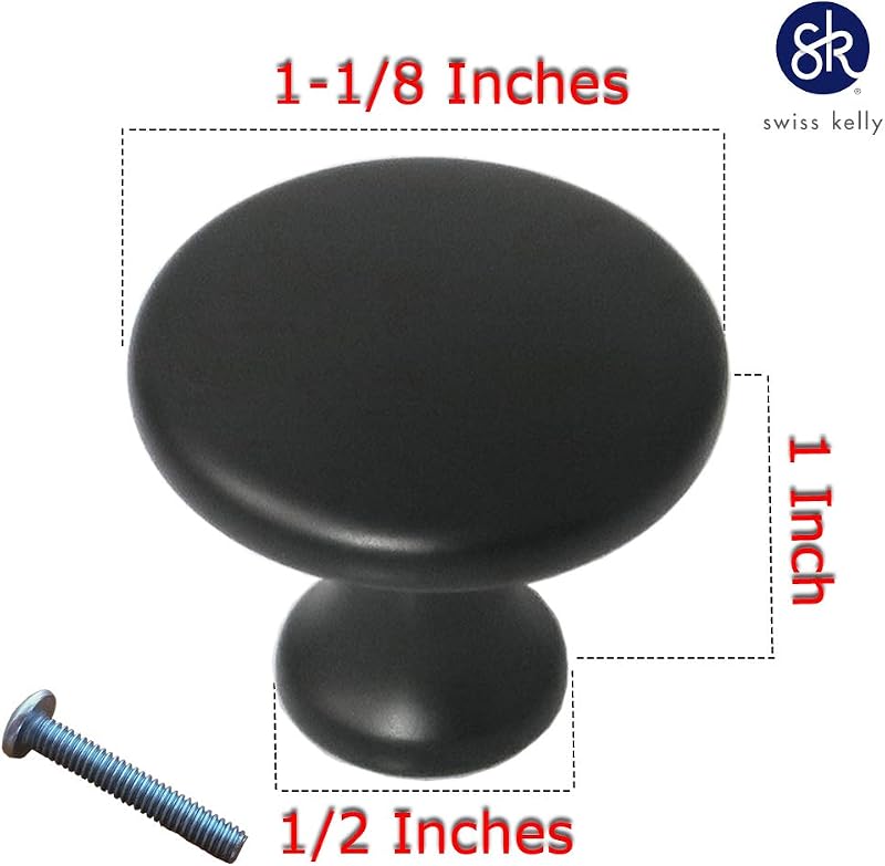 Pack 25 Pomos para Gabinete Negro Mate Cajón