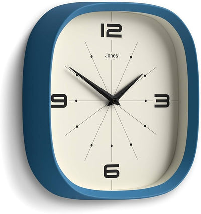 Reloj pared retro cuadrado 10pulg azul para cocina sala oficina