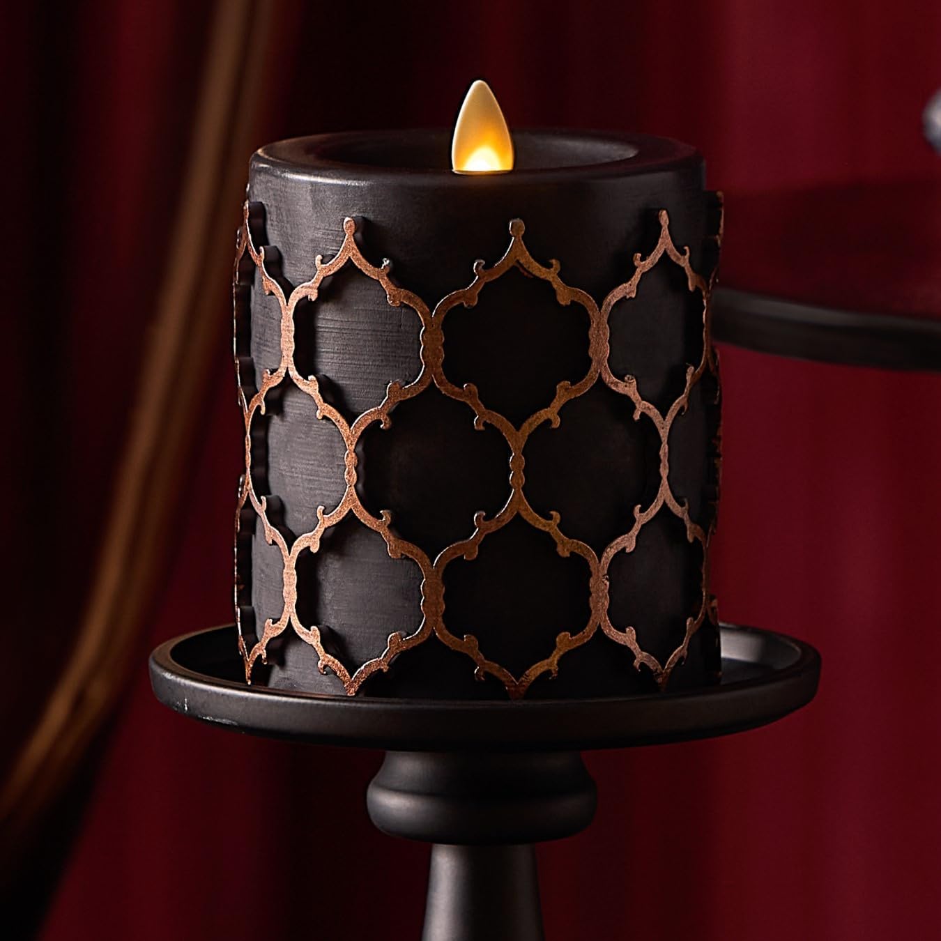 Pilar velas cera real 3.5x4.5pulg con luz LED