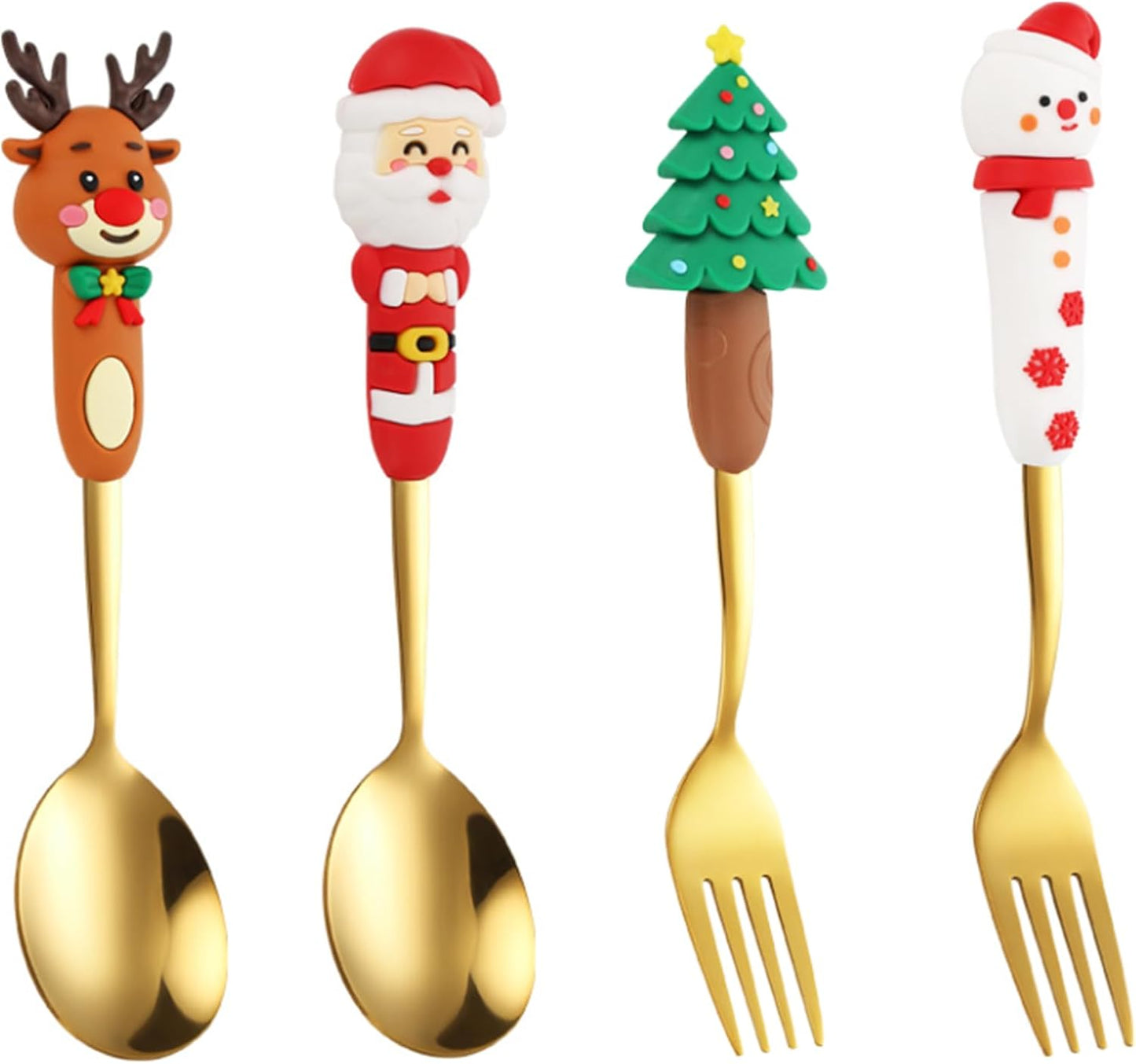 Set 4 Pzas Utensilios Navideños Acero Inox Asas Festivas