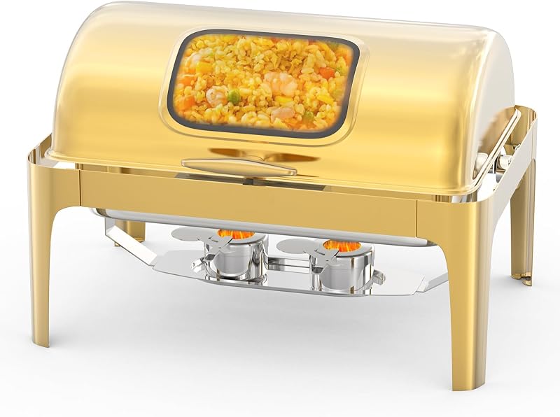 Servidor calentador acero inox con tapa visible dorado