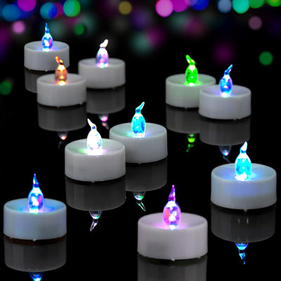 24 Velas Té Cambian Color Luces LED Parpadeantes Sin Llama