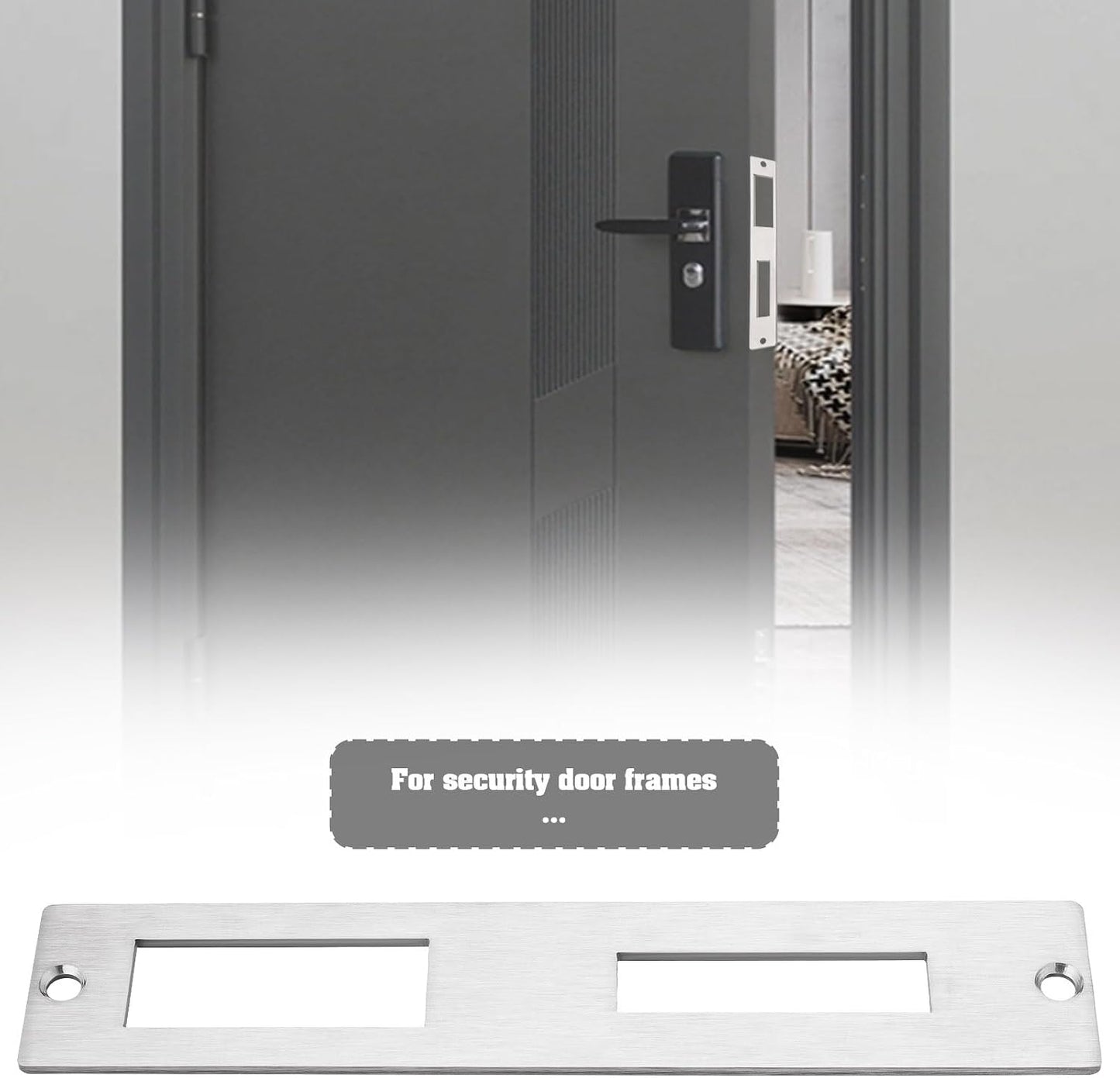 Placa plana acero inox 6.772x1.327pulg para manija puerta y cerrojo