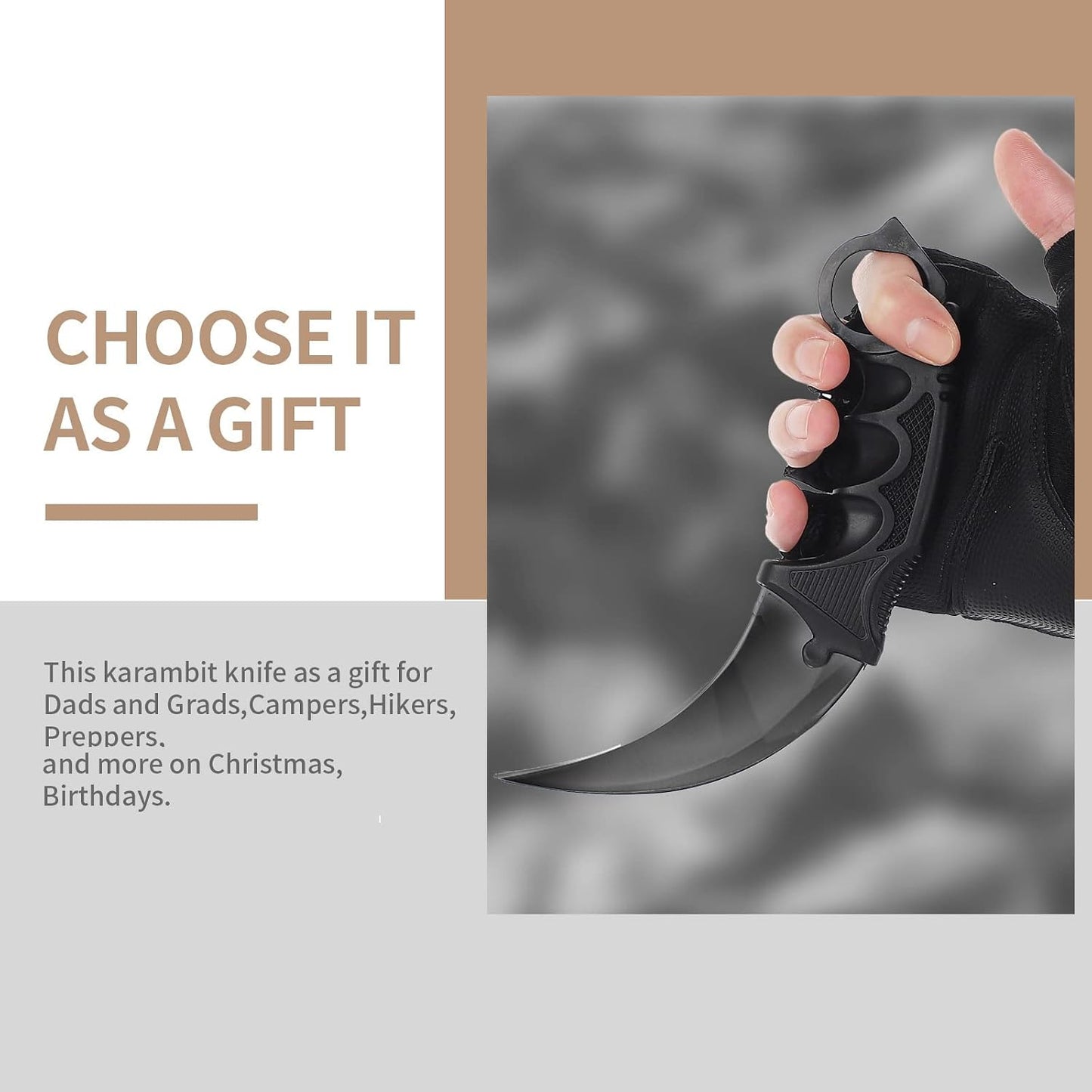 Cuchillo Karambit Hoja Fija 3 Pzas Campamento