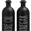 Dispensador aceite y vinagre vidrio negro 16oz con bandeja bambú