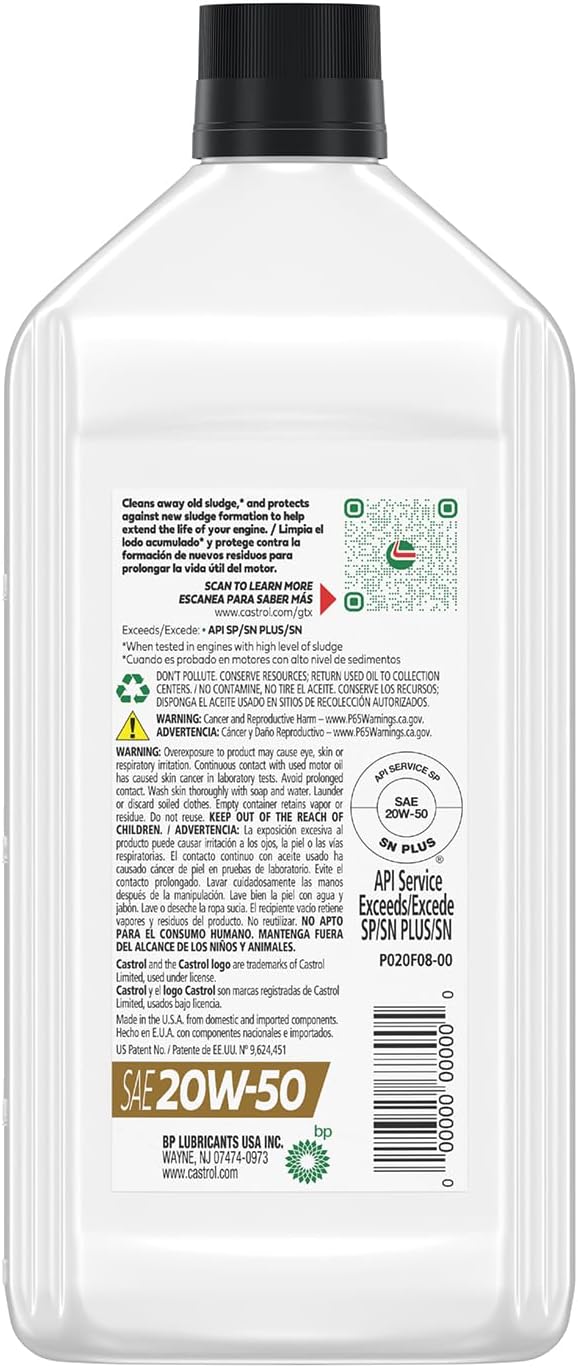 Aceite motor GTX 20W-50 1qt pack 6