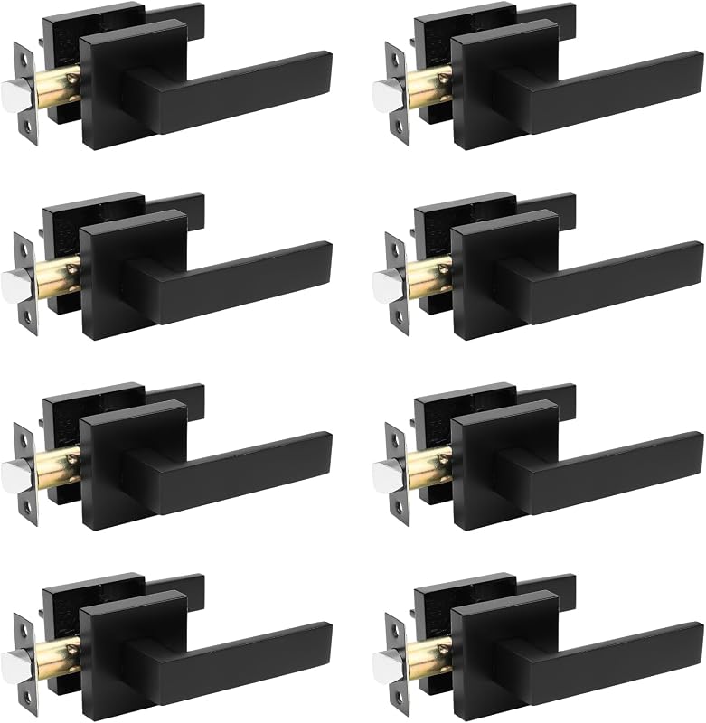 8 Palancas Puerta Servicio Pesado Manija Negra Mate