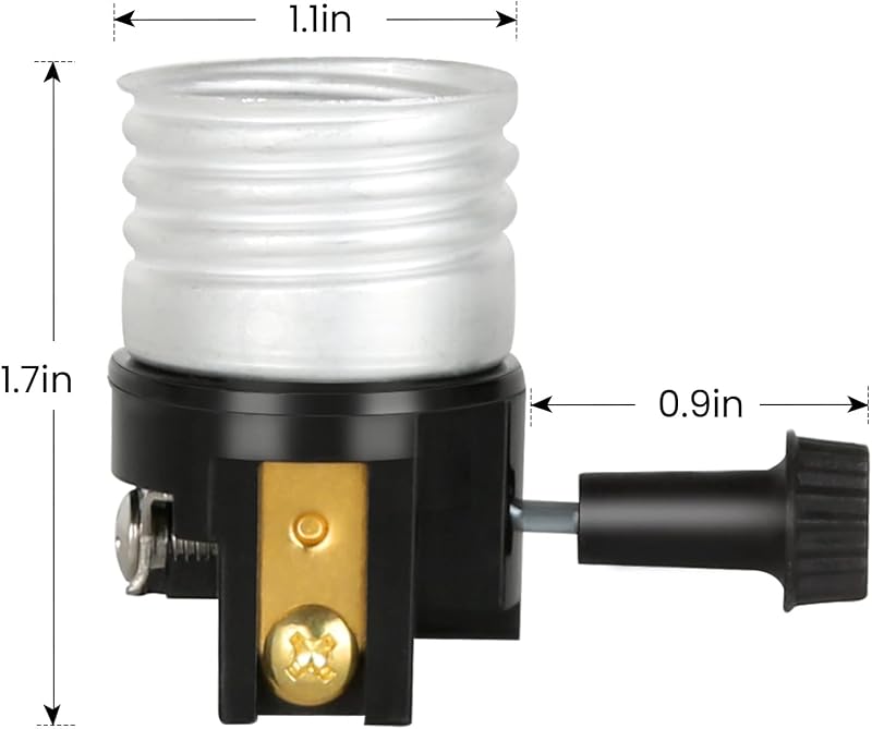 Kit 2 Portalámparas E26/E27 UL Con Perilla Encendido Lámparas Mesa