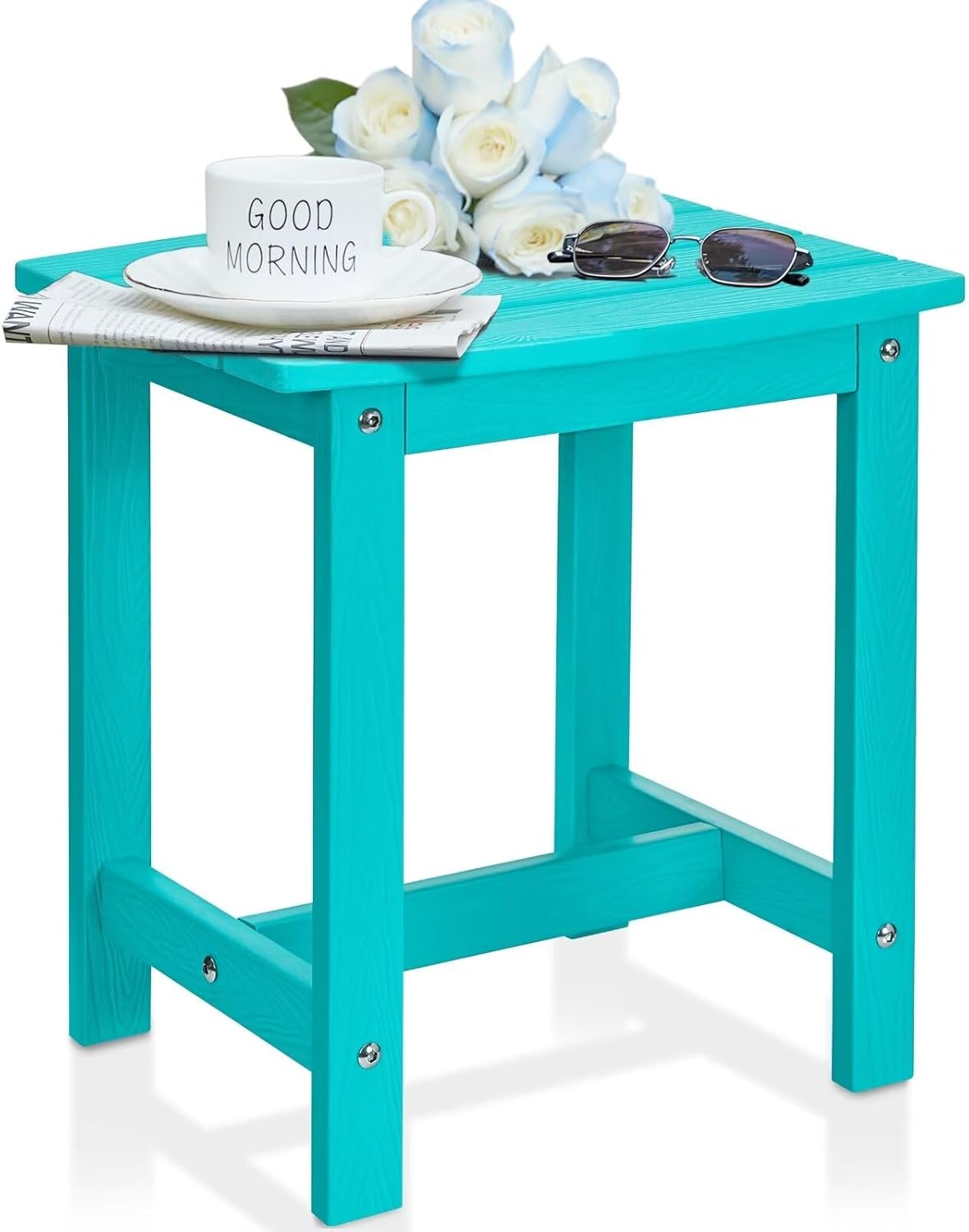Mesa auxiliar Adirondack impermeable cuadrada azul Aruba