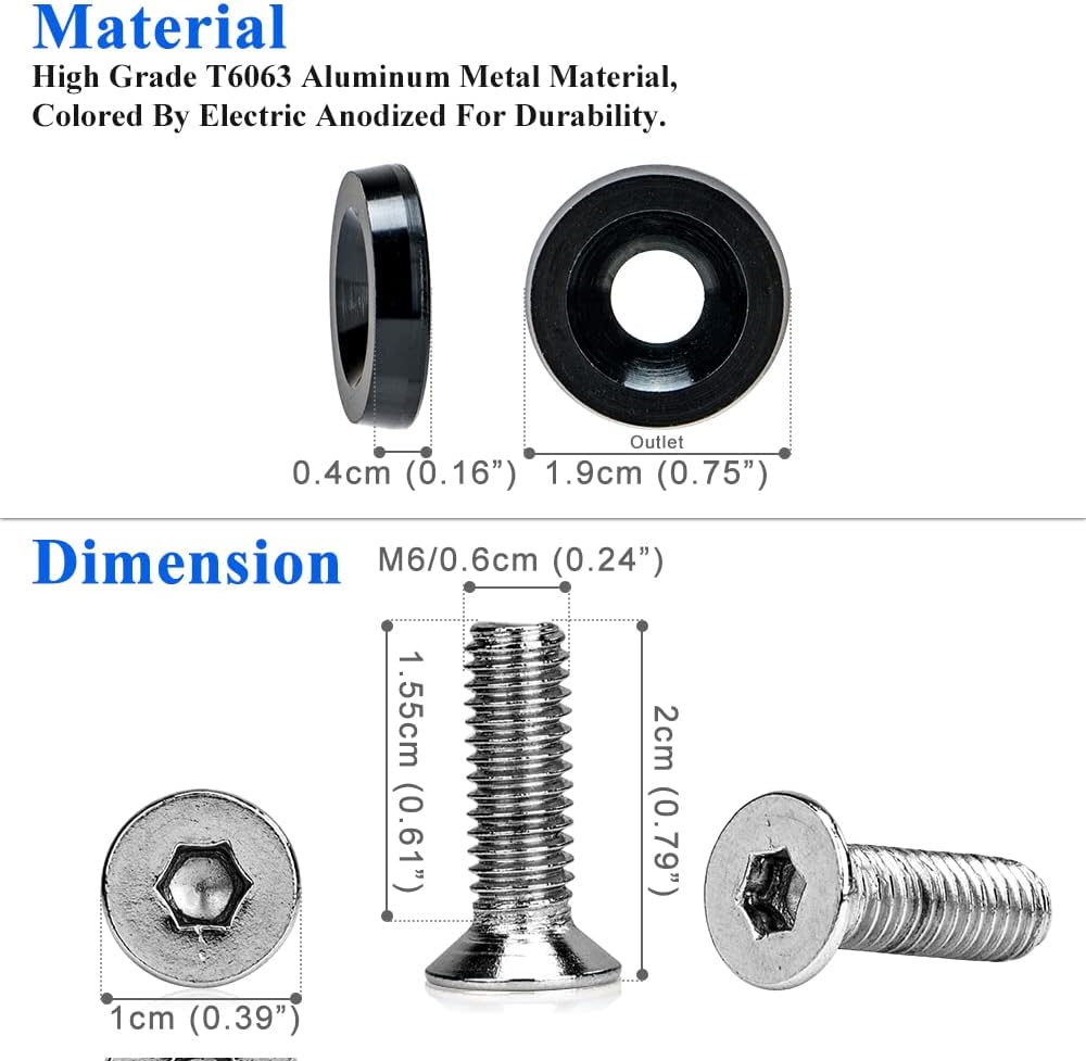 Kit 20 pernos aluminio parachoques M6 18mm para bahía motor
