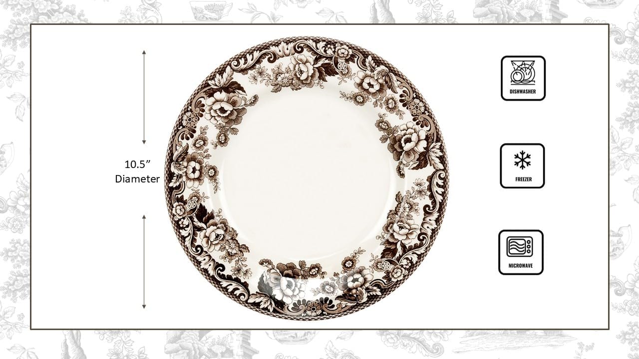 Plato cena cerámica fina diseño caza rústico 26.7cm