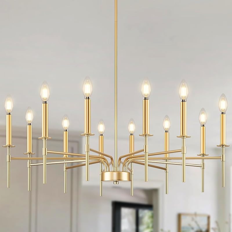 Candelabro dorado 12 luces metal comedor sala