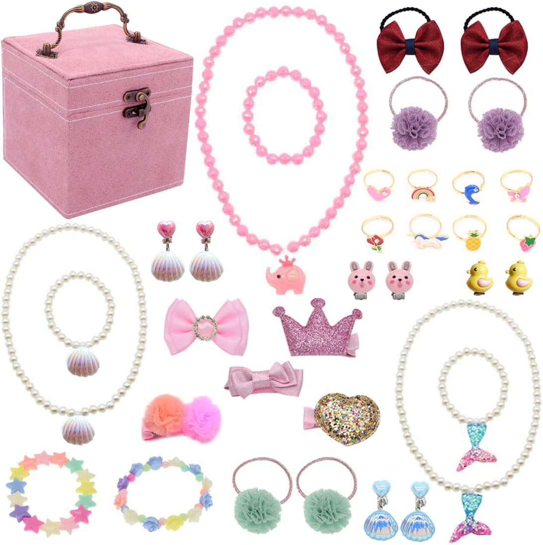 Joyero 3 capas con espejo 35 pzas joyas princesa niña