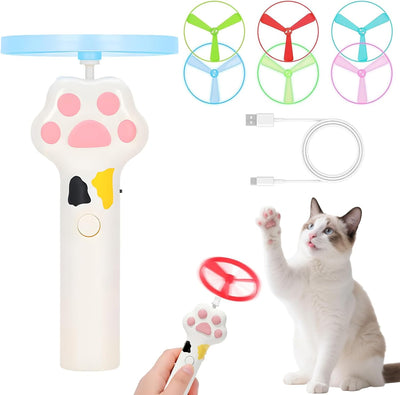 Lanzador discos voladores recargable para gatos con 6 discos
