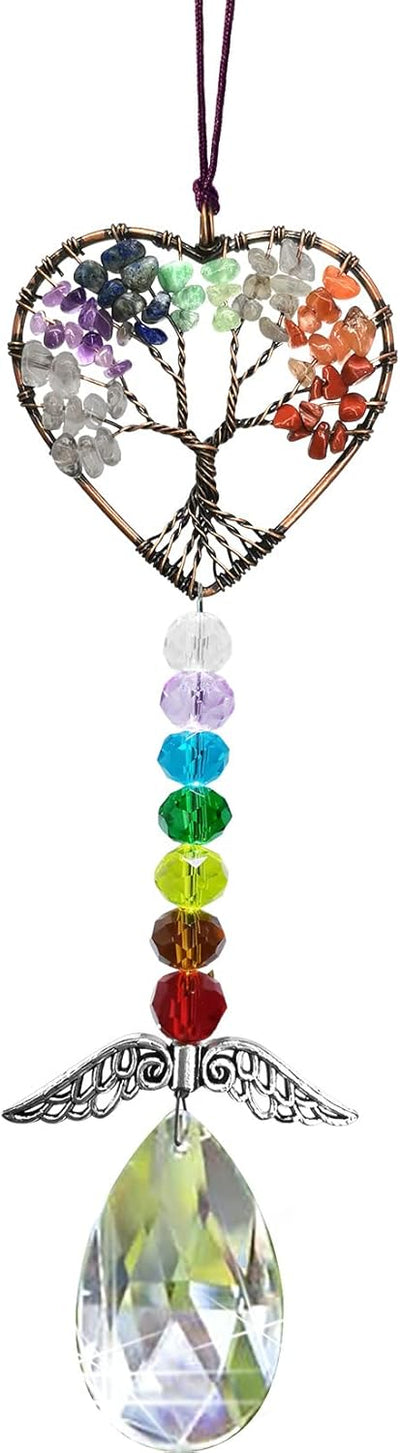 Decoración cristal árbol vida chakras para auto y pared