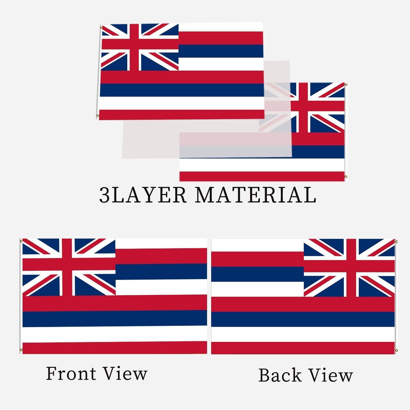 Bandera Hawaii HI 5x8pulg doble cara poliéster 3 capas
