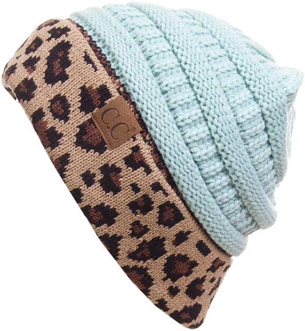 Gorro clásico mujer puño leopardo color sólido