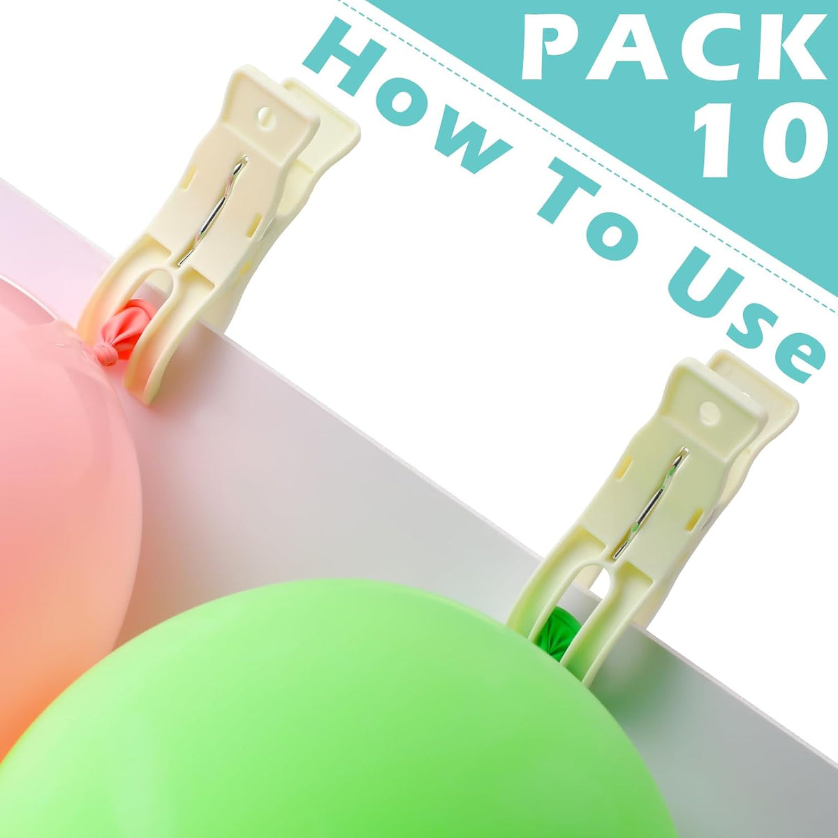 10 Clips Resistentes para Arco Globos 3.5pulg Plástico Transparente