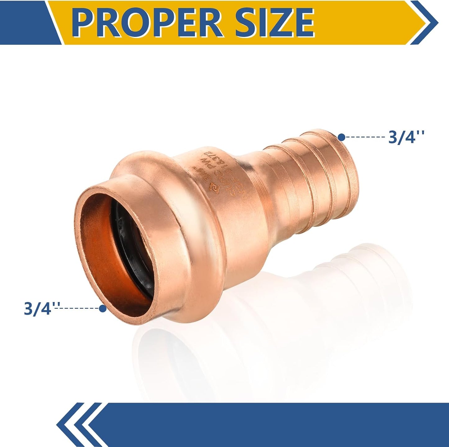 Pack 10 accesorios prensa cobre adaptador PEX 3/4x3/4 con