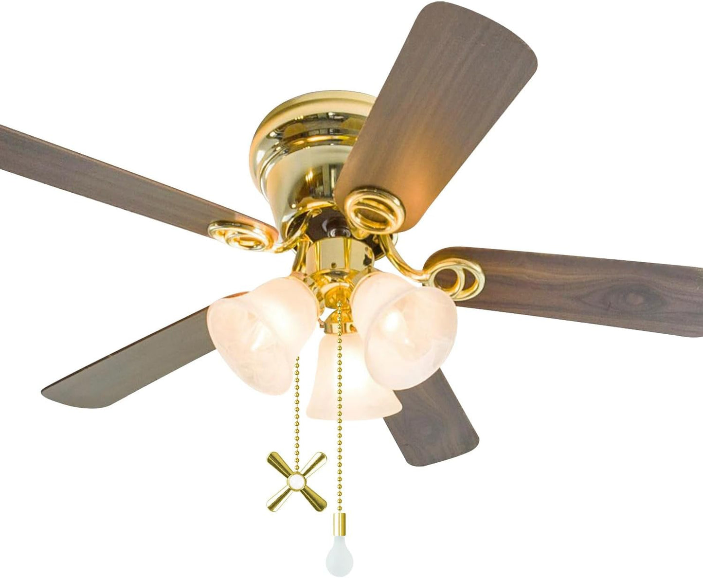 Cadena tracción ventilador techo 12" con 2 bombillas 3D