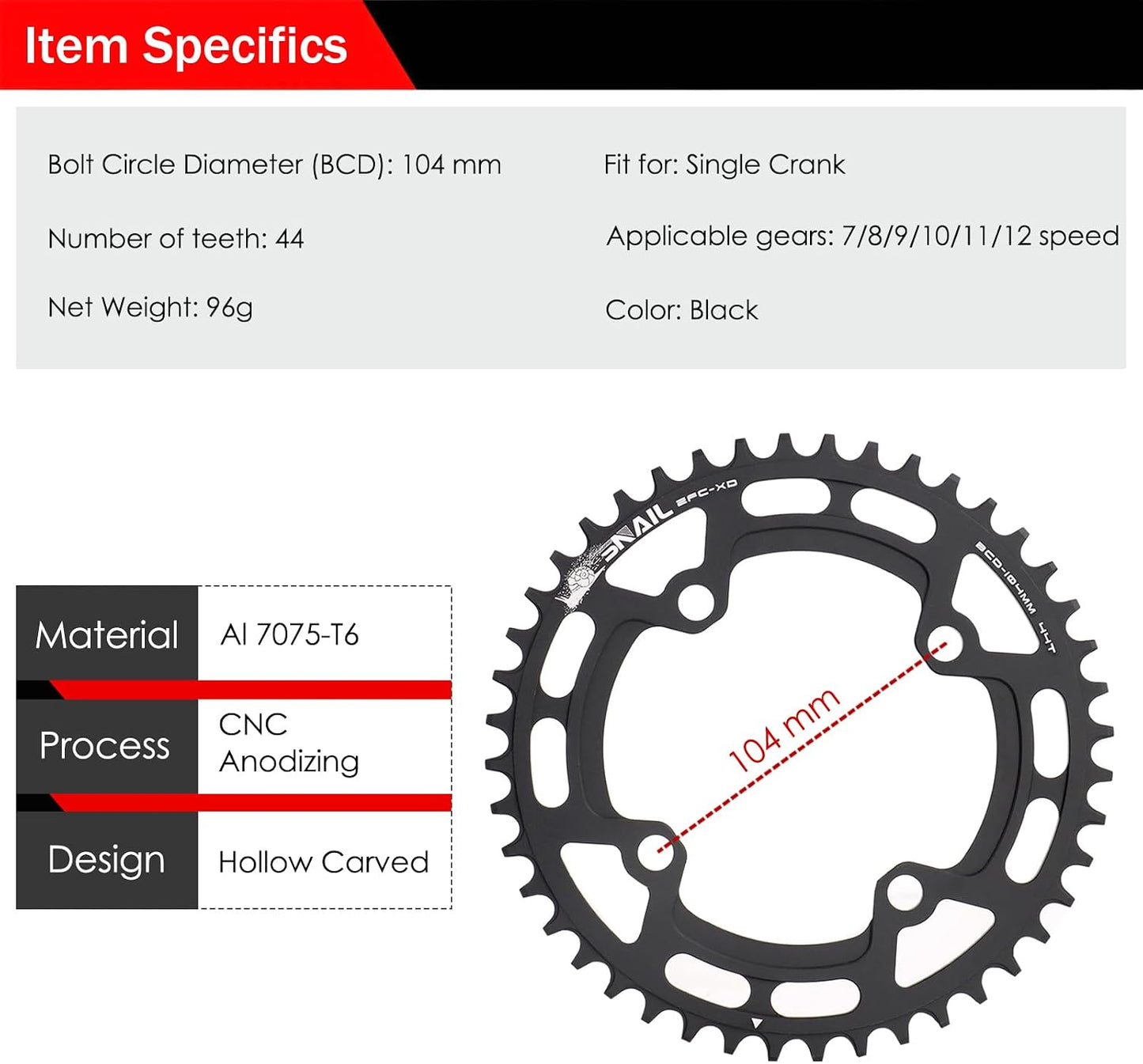 Cadena ancho estrecho 30T-52T para bicicleta MTB BMX