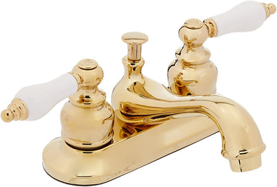 Grifo lavabo central 4pulg latón pulido con ventana