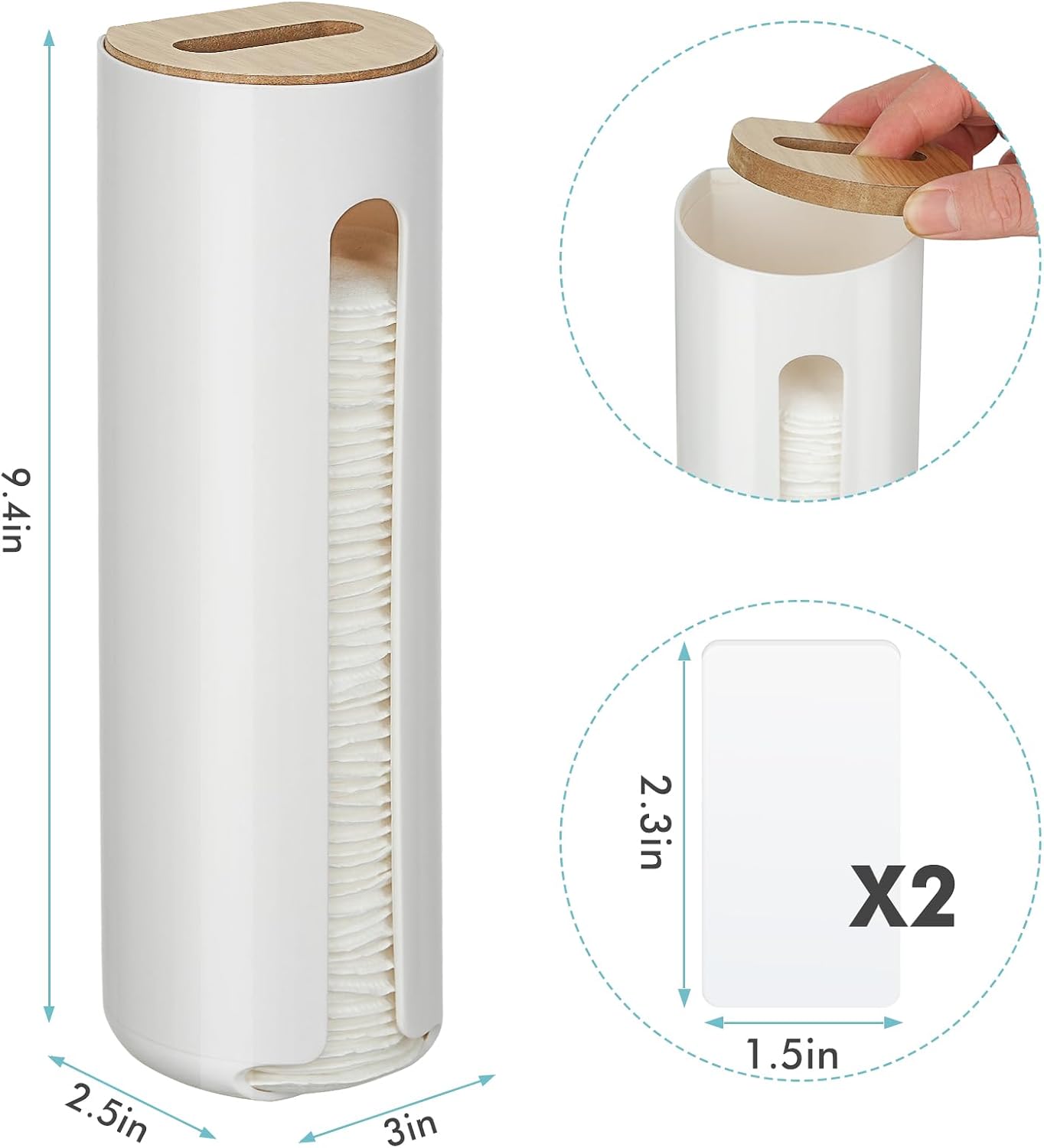 Soporte pared dispensador almohadillas cara