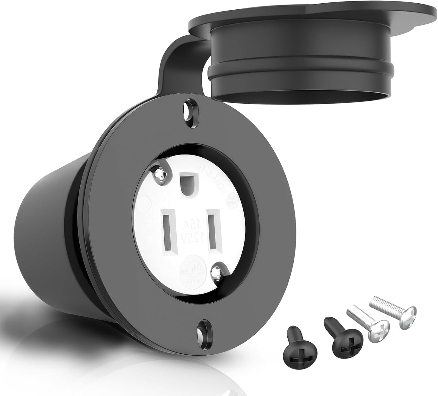 Toma corriente brida RV 15A 120V cubierta impermeable NEMA