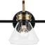 Luz de tocador 66cm con 3 luces vidrio negro