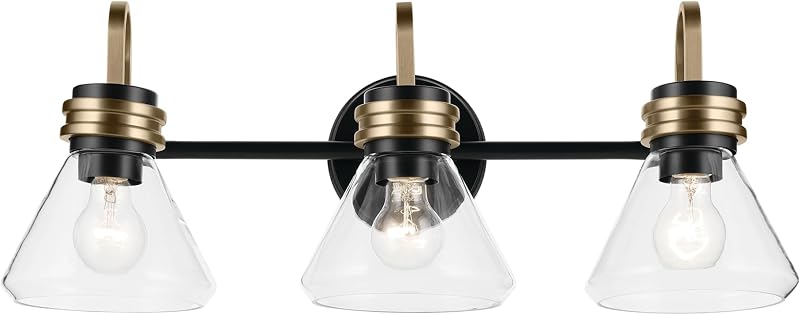 Luz de tocador 66cm con 3 luces vidrio negro