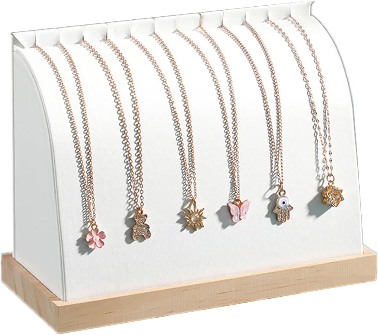 Soporte collares organiz. cadenas cuero madera curvada