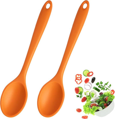 2 Cucharas Silicón Antiadherentes Cocina Naranja