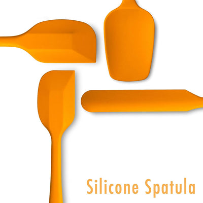 Set 4 Espátulas Silicona Antiarañazos Núcleo Acero Inox Naranja