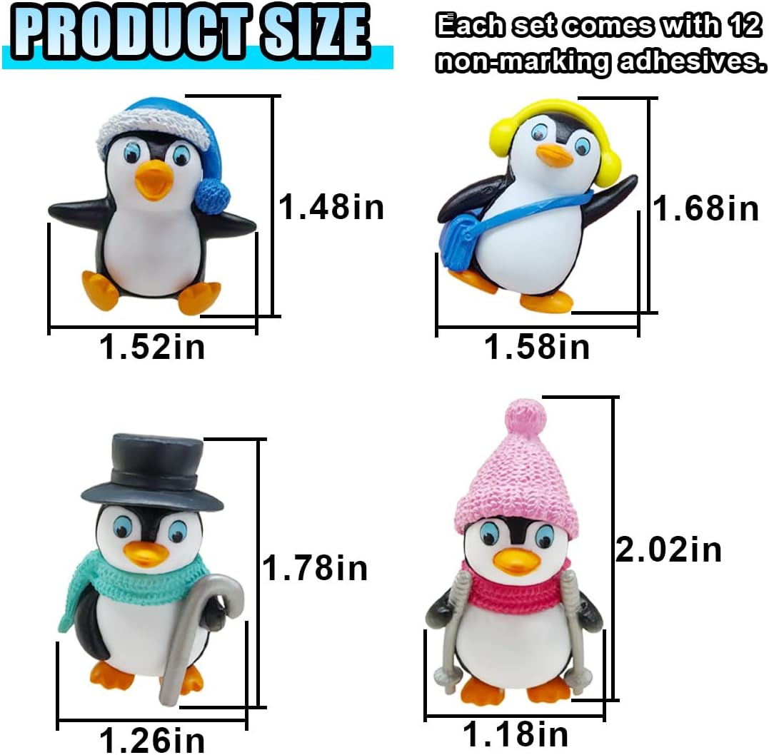 4 Pzas Adornos Pingüino para Espejo Retrovisor Coche