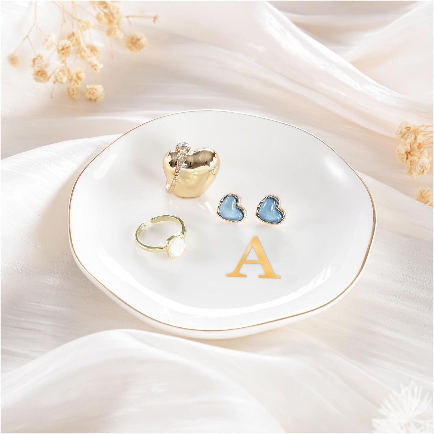 Bandeja cerámica para anillos compromiso 4.52"