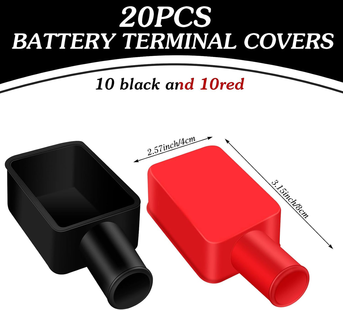 20 Cubiertas Terminales Batería Rojo Negro Aislantes