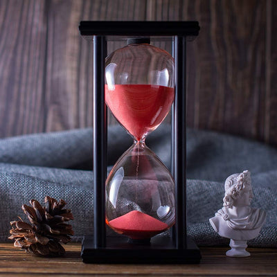 Reloj arena madera 60 min roja decoración artesanal