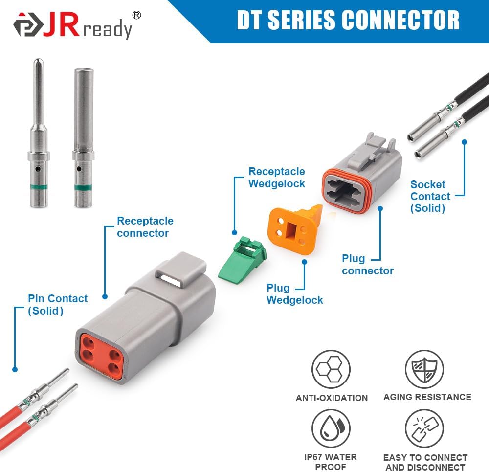Kit 8 Conectores Automotrices 16 Contactos 14-20AWG Grises
