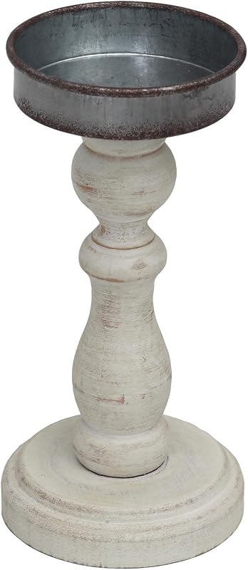 Portavelas madera tallada Shabby Chic 8-7/8pulg