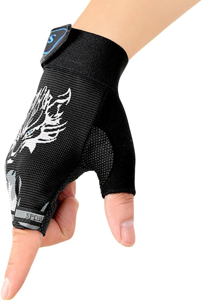 Guantes ciclismo niños transpirables antideslizantes medio dedo