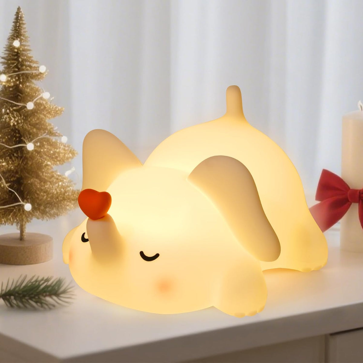 Luz Nocturna Elefante Silicona Táctil 3 Niveles Recargable Bebé