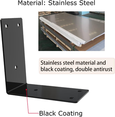 Soporte L acero inox para cama jardín resistente negro