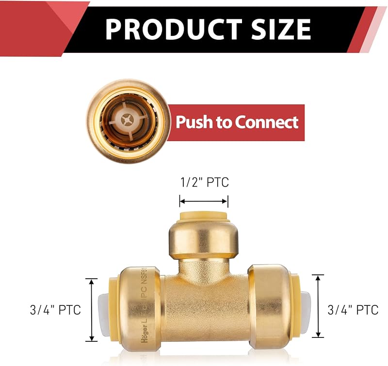 2 Accesorios Ajuste Pex Cobre CPVC 3/4x3/4x1/2"