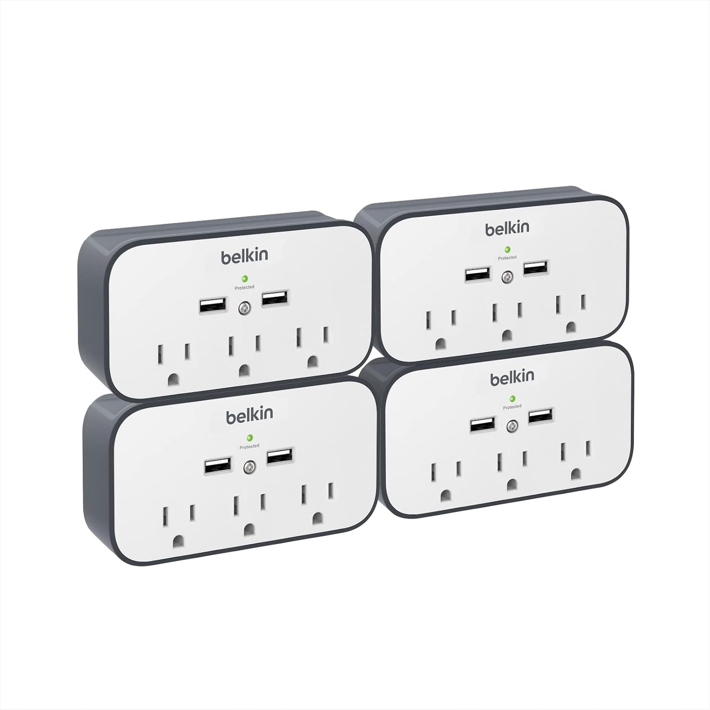 Protector sobretensiones pared con 3 CA 2 USB soporte