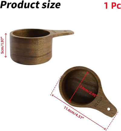 Taza medidora madera 1/2 taza para cocina