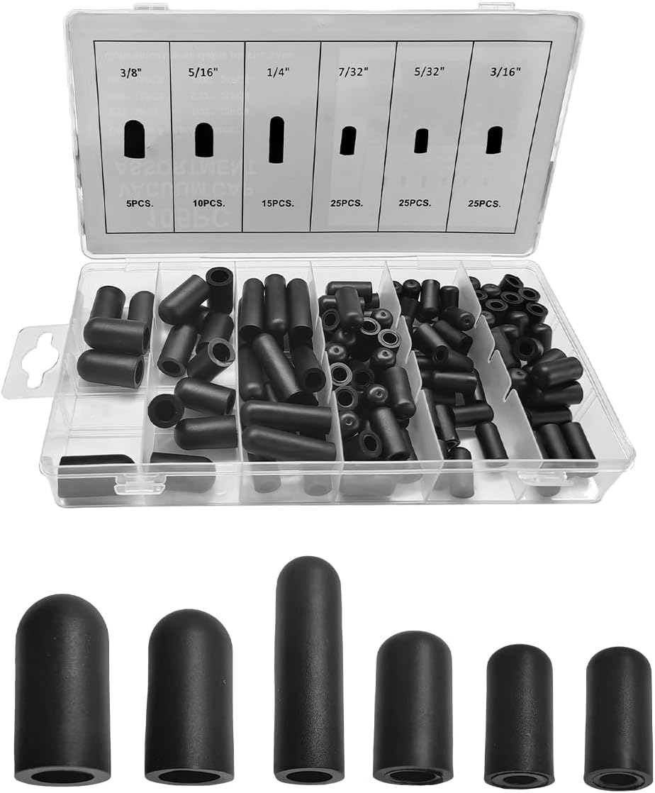 Kit 105 tapas vacío goma 5/32 a 3/8 pulg automotriz