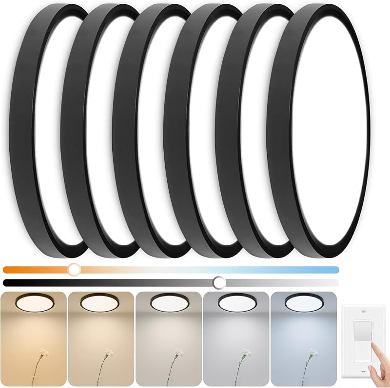 6 Lámparas LED Techo 12" 24W Regulables 5 CCT