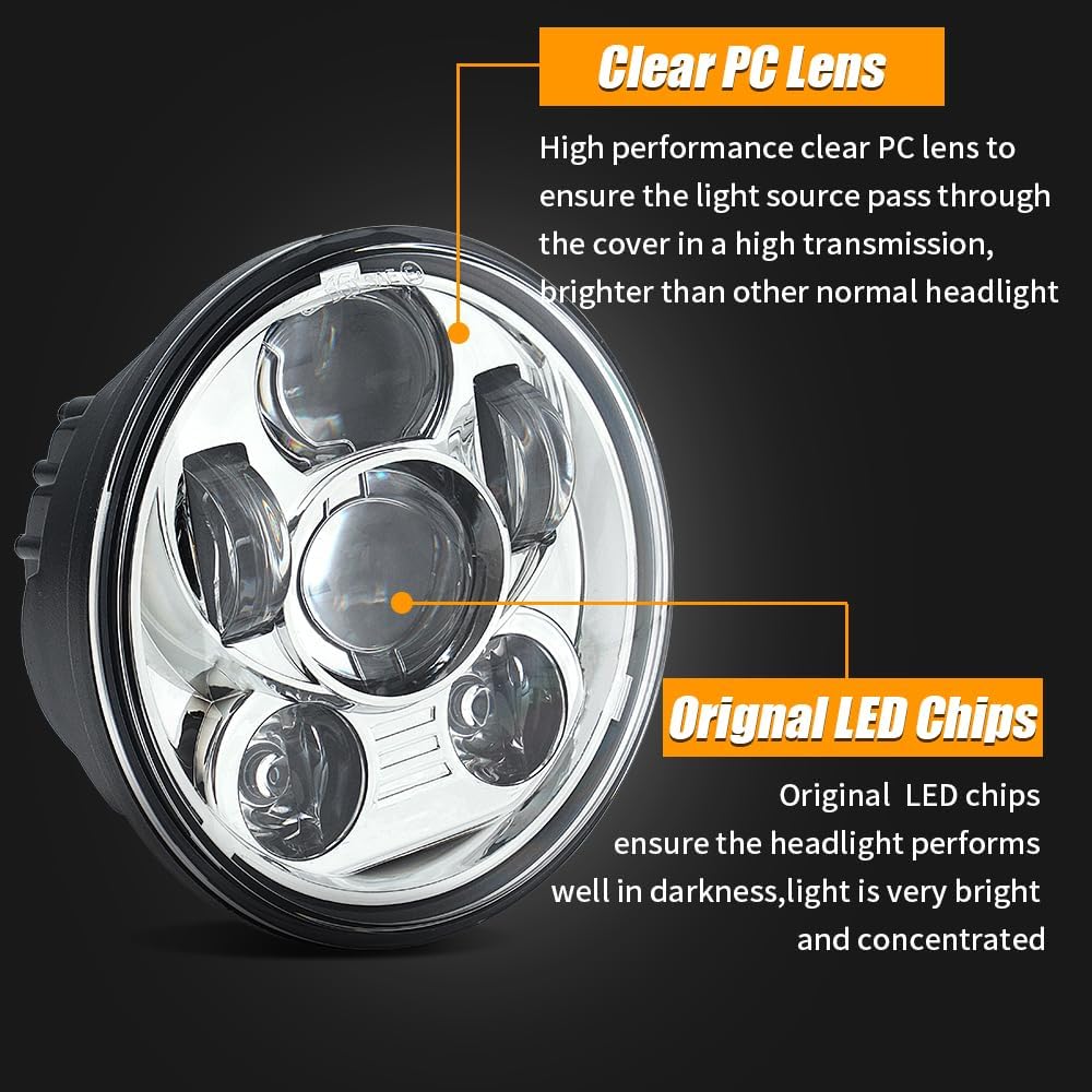 Faro delantero LED motocicleta 5.75pulg comp Harley