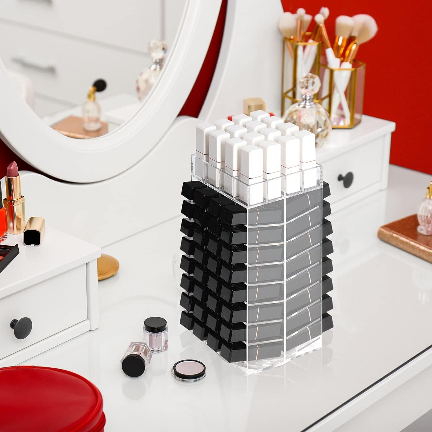 Estante giratorio acrílico 360° para maquillaje