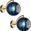 Aplique pared luz cristal azul globo dorado 2 pzas